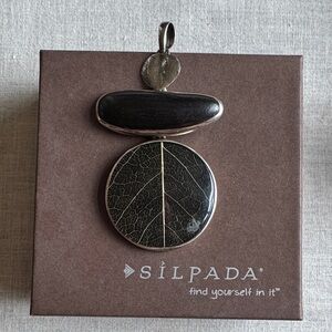 Silpada Black and Silver Leaf Pendant